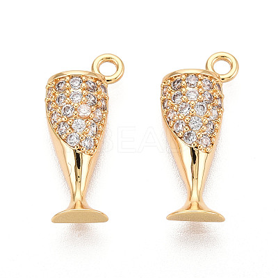 Brass Pave Clear Cubic Zirconia Pendants KK-T074-101G-1