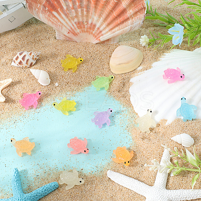 80Pcs 8 Colors Luminous Plastic Sea Turtle Figurine Decoration FIND-GF0007-46-1