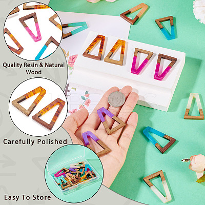 16Pcs 8 Colors Resin & Wood Pendants RESI-TA0003-73-1