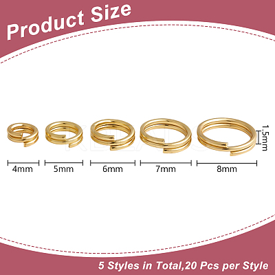 100Pcs Brass Split Rings FIND-HY0005-04B-1