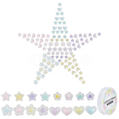 160Pcs 16 Styles Transparent Acrylic Beads and 1 Roll Elastic Crystal Thread DIY-SC0016-21-1