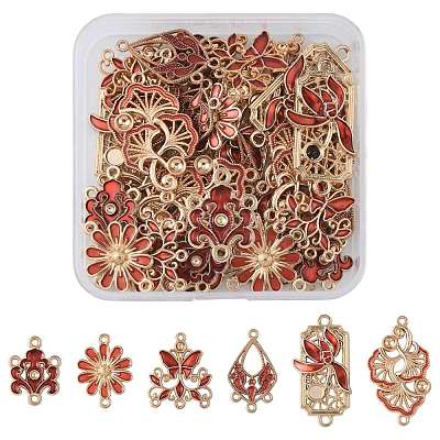 36Pcs 6 Styles Alloy Enamel Connector Charms FIND-FS0004-46B-1