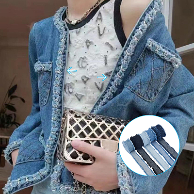5Pcs 5 Colors Denim Fabric Ribbons DIY-FH0007-16-1