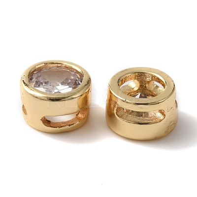 Rack Plating Brass Micro Pave Cubic Zirconia Slide Charms X-KK-C020-13LG-1