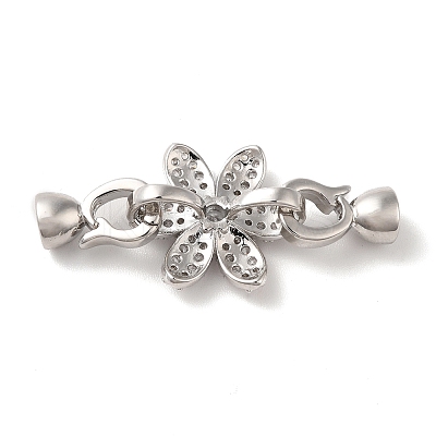 Brass Pave Clear Cubic Zirconia Fold Over Clasps KK-M243-15P-1