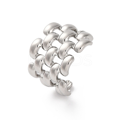 304 Stainless Steel Web Open Cuff Rings RJEW-K258-06P-1