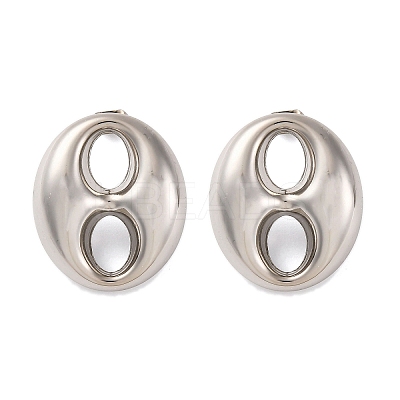 Oval 304 Stainless Steel Stud Earrings LS-EJEW-A125-79B-P-1