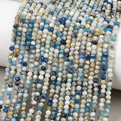 Natural Blue Azurite in Calcite Beads Strands X-G-P618-3mm-01-1