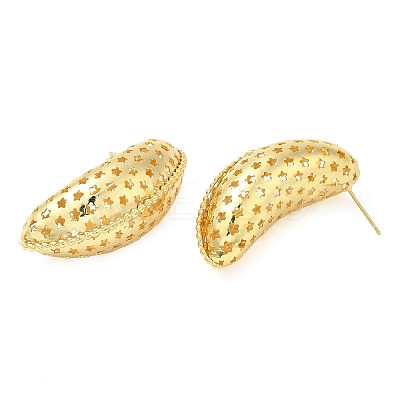 Rack Plating Brass Bean with Star Stud Earrings EJEW-Q773-02G-1