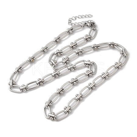 Non-Tarnish 304 Stainless Steel Oval Links Necklace for Women NJEW-B107-07P-03-1