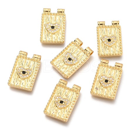 Brass Micro Pave Clear & Black Cubic Zirconia Pendants X-ZIRC-O036-54G-1