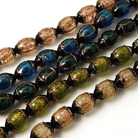 Handmade Gold Sand Lampwork Beads Strands LAMP-G066-M-1
