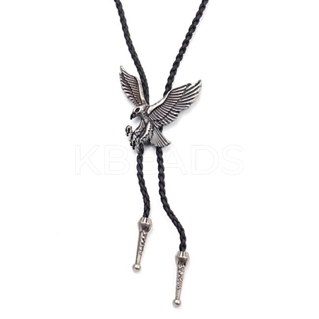 Alloy Eagle Lariat Necklace with PU Leather Cord for Men Women  NJEW-WH0016-05-1