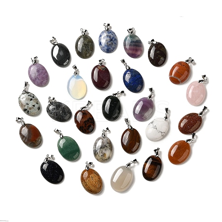Natural & Synthetic Mixed Gemstone Pendants G-Z055-03P-1