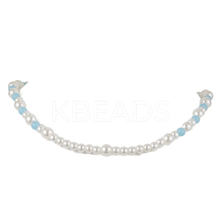 Acrylic Pearl & Luminous Beaded Necklaces for Women NJEW-JN04909-1