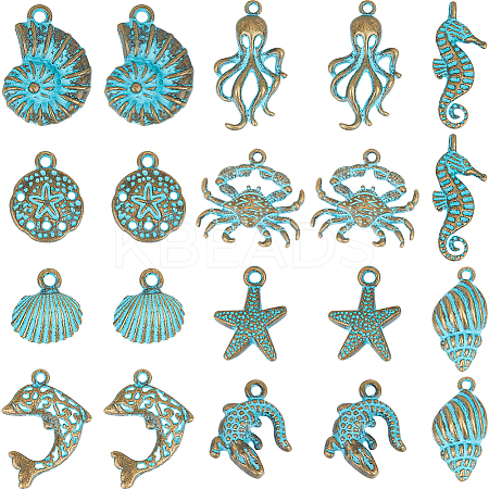 40Pcs 10 Styles Alloy Pendant FIND-SC0008-95-1