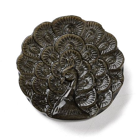 Natural Golden Sheen Obsidian Carved Pendants G-G098-05-1