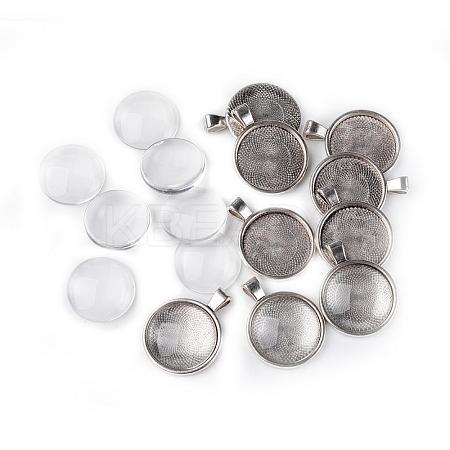 25mm Transparent Clear Domed Glass Cabochon Cover for Alloy Photo Pendant Making TIBEP-X0009-RS-1