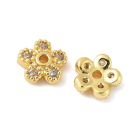 Brass Micro Pave Clear Cubic Zirconia Bead Caps KK-V015-06G-01-1