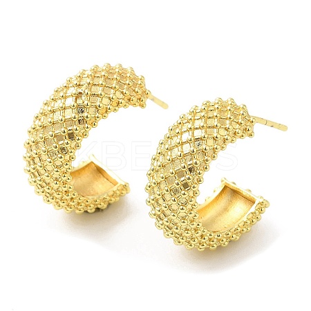 Rack Plating Brass Round Stud Earrings for Women EJEW-D059-15G-1