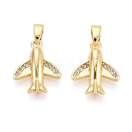Brass Micro Pave Cubic Zirconia Pendants KK-T073-52G-1