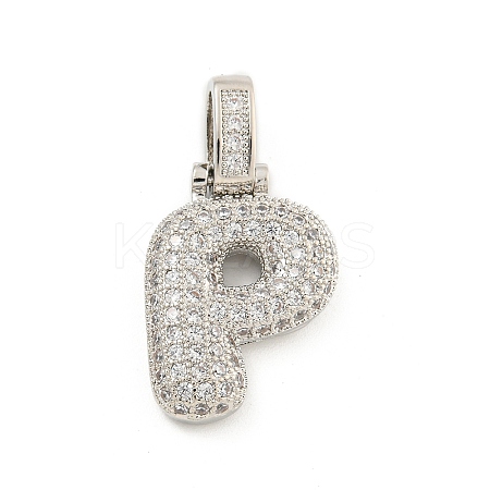 Brass Micro Pave Clear Cubic Zirconia Pendants KK-B099-01P-P-1