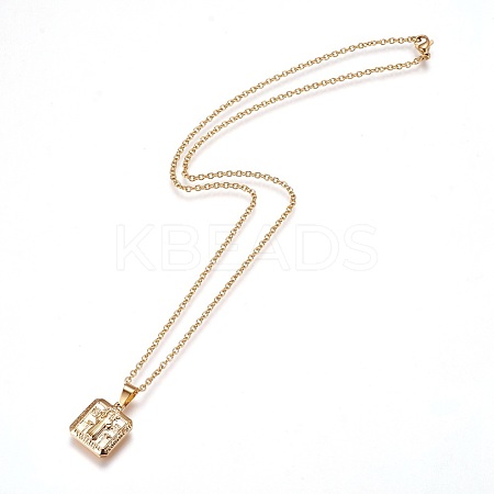 304 Stainless Steel Pendant Necklaces NJEW-F225-26G-1