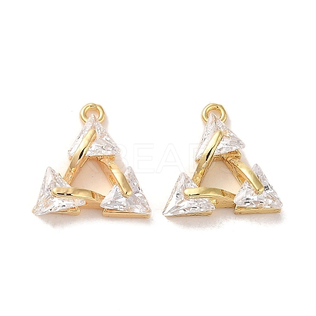 Brass Micro Pave Clear Cubic Zirconia Charms KK-E098-07G-1