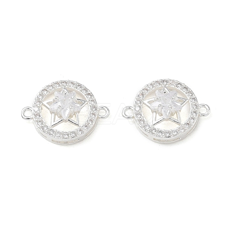 Brass Micro Pave Clear Cubic Zirconia Connector Charms CU-CBA3F77-09S-1