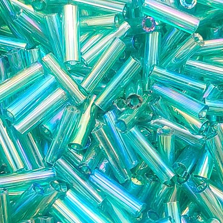 Transparent Colours Rainbow Glass Bugle Beads GLAA-WH0055-32M-1