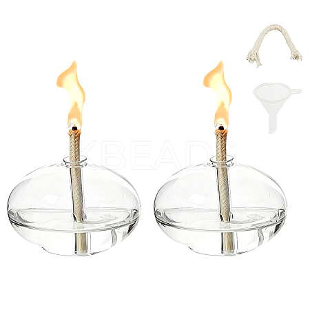 Transparent Glass Candle Holders with Candle Wick DIY-WH0308-996A-1