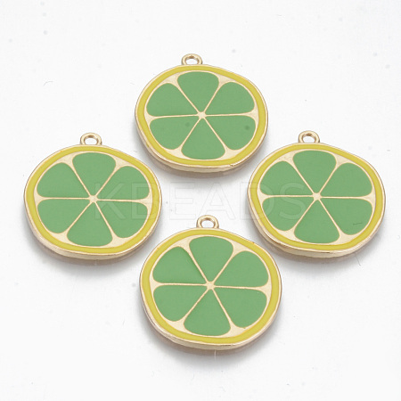 Light Gold Plated Alloy Enamel Pendants ENAM-T011-01KC-RS-1