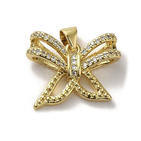 Rack Plating Brass Micro Pave Clear Cubic Zirconia Pendants KK-R158-06G-1
