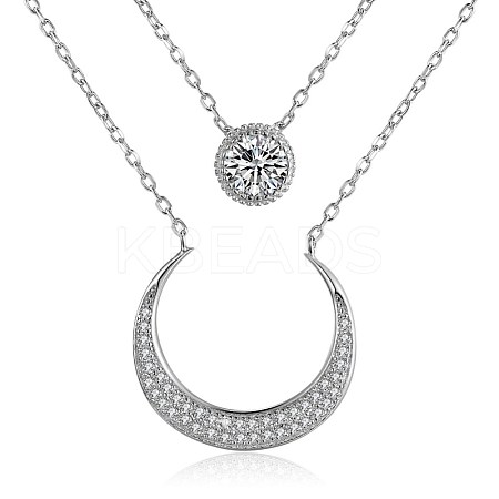 925 Sterling Silver Tiered Necklaces NJEW-BB33982-1