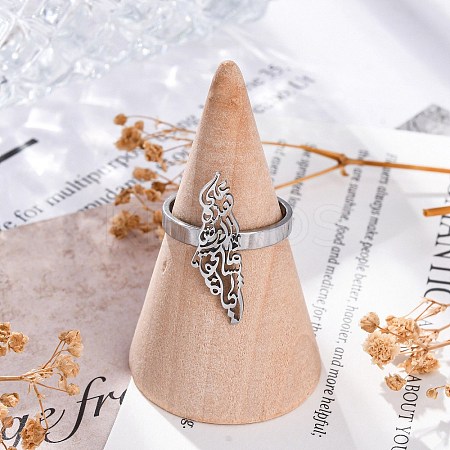 201 Stainless Steel Open Cuff Rings for Women RJEW-F172-01P-1