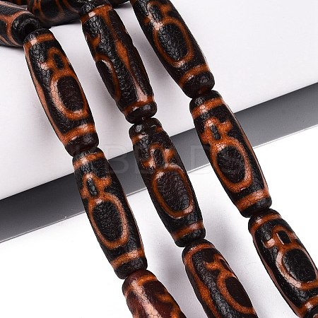 Tibetan Style Natural Agate dZi Beads Strands G-Q606-42G-01-1