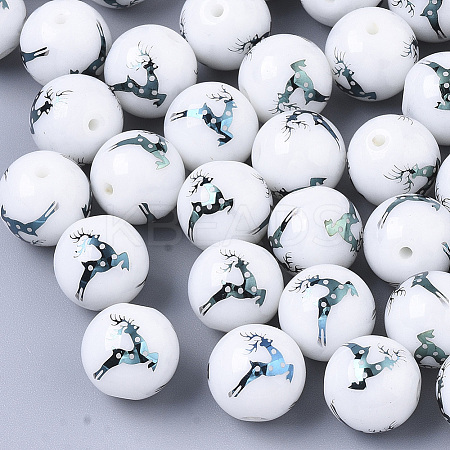 Christmas Opaque Glass Beads X-EGLA-R113-03E-1