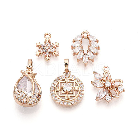 Brass with Cubic Zirconia Pendants KK-T072-52G-1