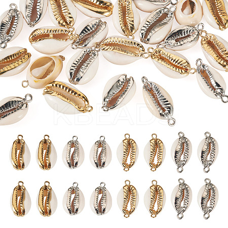 24Pcs 4 Styles Electroplate Cowrie Shell Link Connectors Charms and Pendants SHEL-TA0001-25-1
