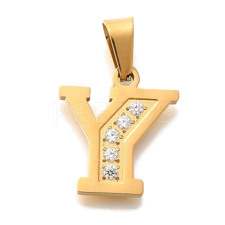 Ion Plating(IP) 304 Stainless Steel Rhinestone Pendants STAS-U035-01G-Y-1