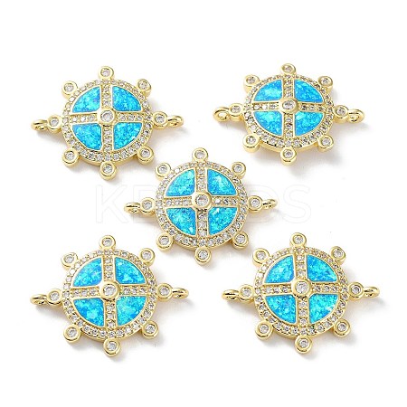 Rack Plating Brass Micro Pave Clear Cubic Zirconia Connector Charms KK-C041-29G-1