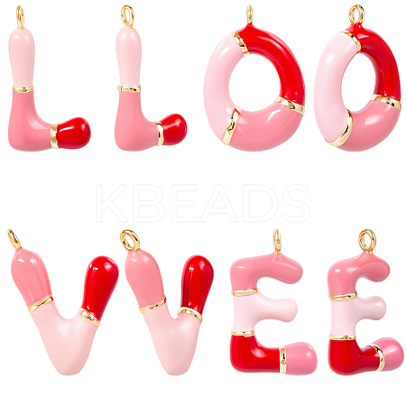 8Pcs 4 Styles Brass Enamel Pendants KK-BBC0019-23-1