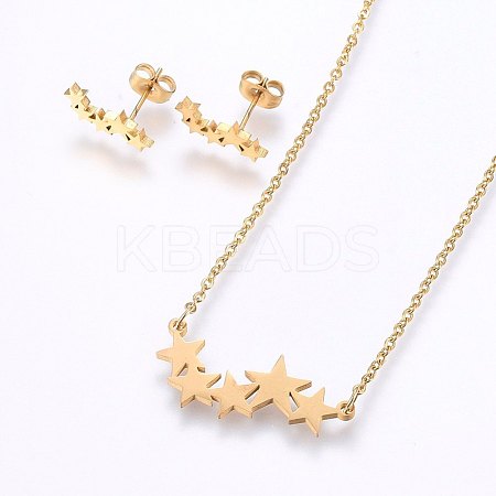 304 Stainless Steel Jewelry Sets SJEW-O090-16G-1