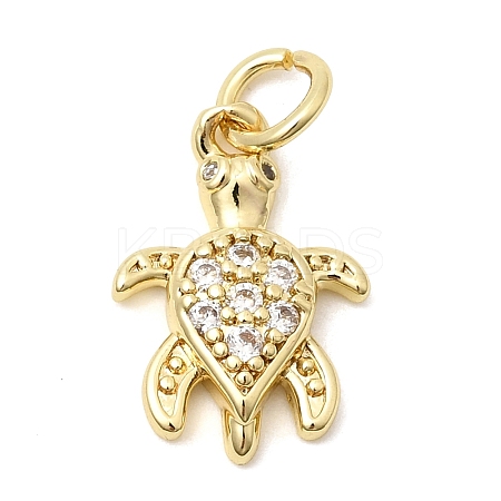 Brass Pave Clear Cubic Zirconia Pendants KK-G554-08B-G-1