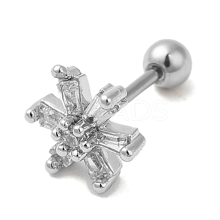 Brass Micro Pave Clear Cubic Zirconia Stud Earrings LS-EJEW-L265-08P-1