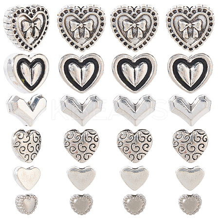 120Pcs 6 Styles Tibetan Style Alloy Beads TIBE-SP0001-22B-1