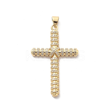 Rack Plating Brass with Clear Cubic Zirconia Pendants KK-Q017-21G-1
