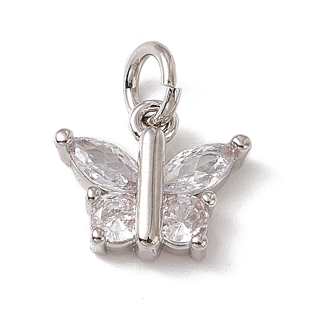 Brass Micro Pave Cubic Zirconia Charms ZIRC-F132-12P-1
