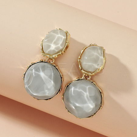 Zinc Alloy Resin Dangle Stud Earrings FS-WG37519-06-1