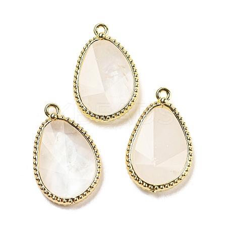 Natural Quartz Crystal Rock Crystal Faceted Pendants G-M431-14G-02-1